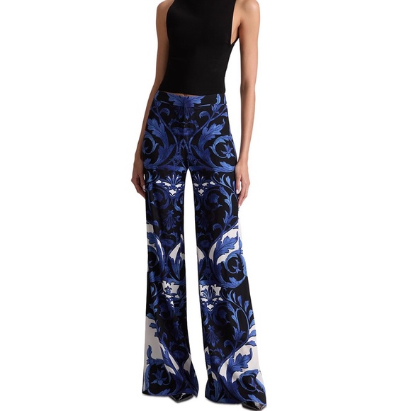 Alice + Olivia Pants - Alice + Olivia Black and Blue Wide Leg Jumpsuit